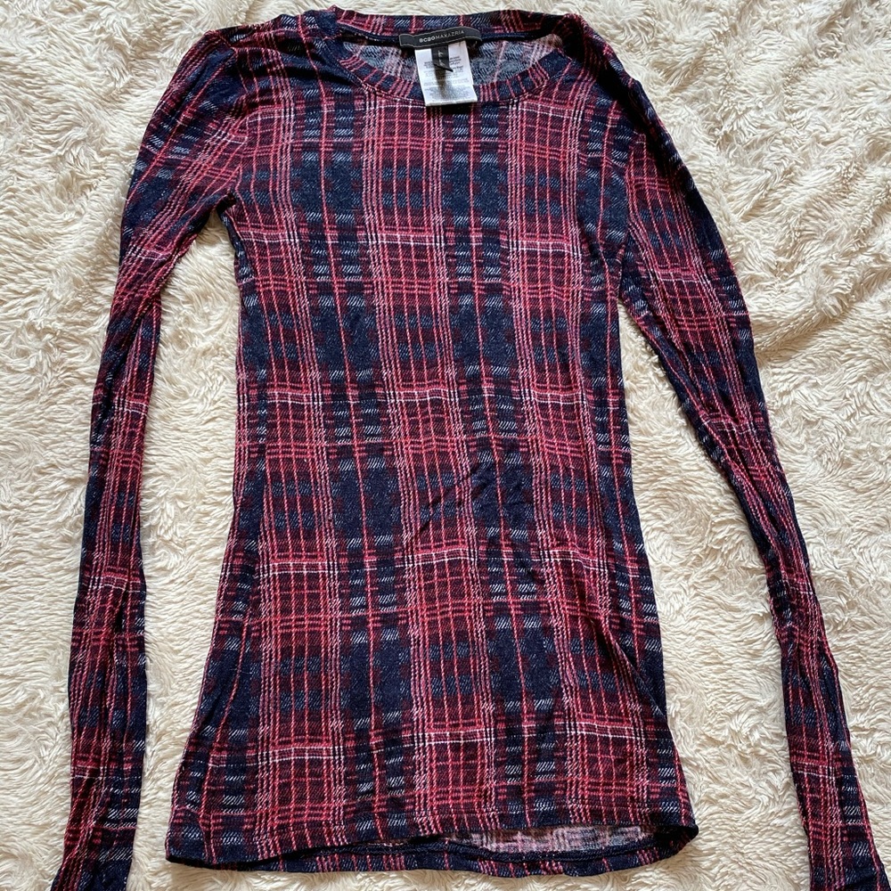 BCBG Max Azria skintight plaid longsleeve - Picture 2 of 2